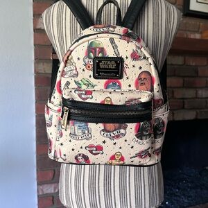 Loungefly x Star Wars Sailor Jerry Tattoo Style Backpack in Cream & Black